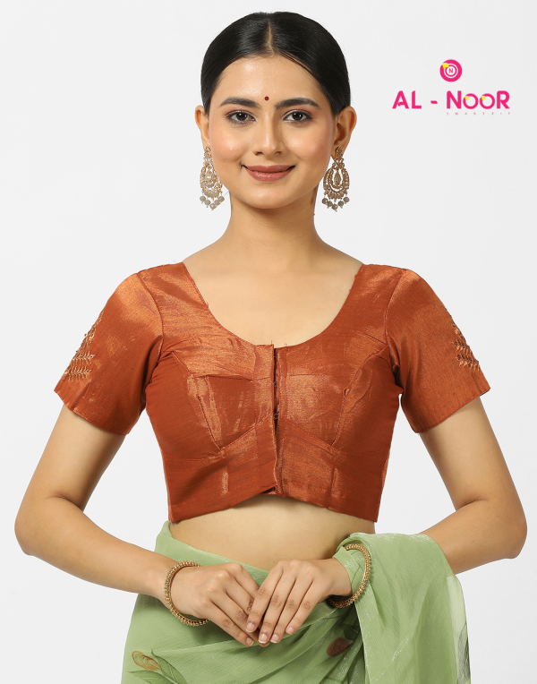 Alnoor Tradition Copper Tissue embroidery blouse image