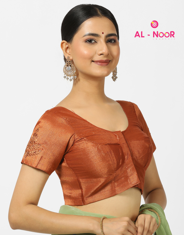 Alnoor Tradition Copper Tissue embroidery blouse image