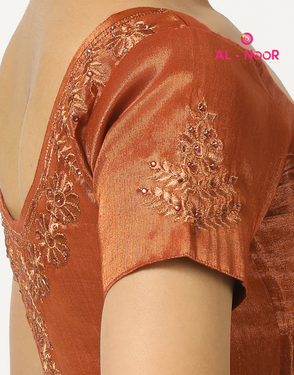 Alnoor Tradition Copper Tissue embroidery blouse image