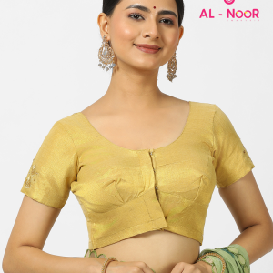 Alnoor Tradition golden Tissue embroidery blouse image