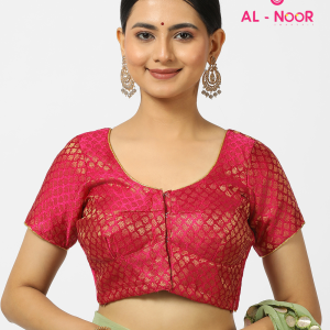 Alnoor Tradition Pink Jaccard pipping blouse image