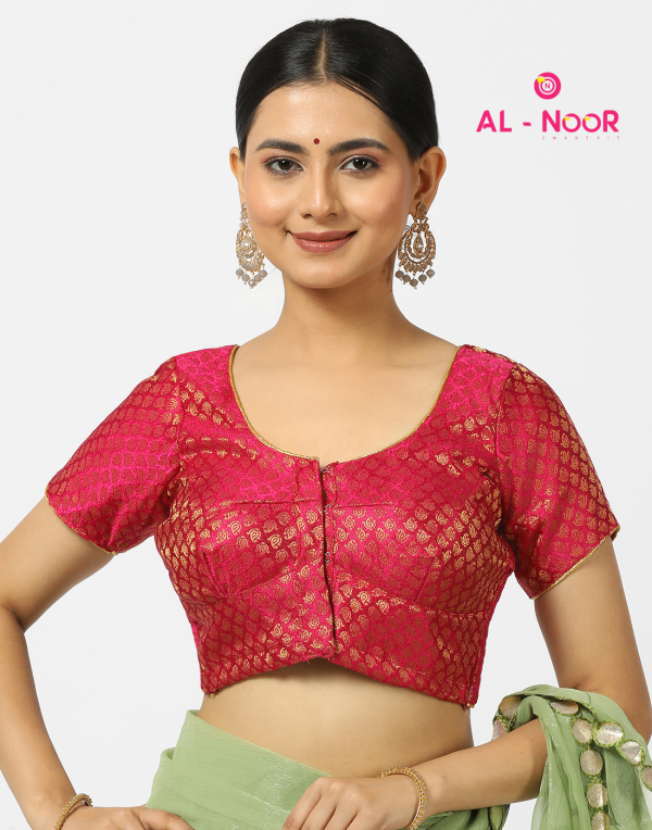 Alnoor Tradition Pink Jaccard pipping blouse image