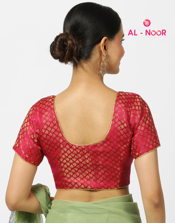 Pink Jaccard Pipping Blouse - Image 5