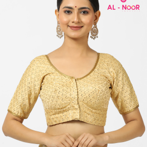 Alnoor Tradition Gold Sequency blouse with lace image