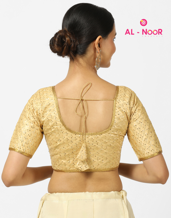 Alnoor Tradition Gold Sequency blouse with lace image