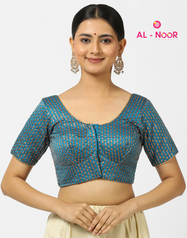 Alnoor Tradition Green Sequency blouse image